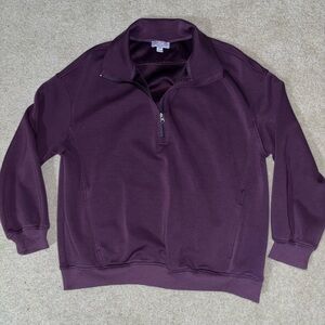 moco boutique plum m10039t 3/4 zip pullover sweatshirt size large